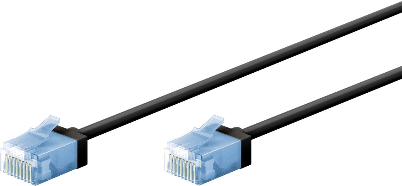 Ultra flexible 10M CAT 6A patch cable, thin, U/UTP, black