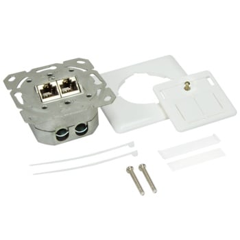 Wall Outlet UP 2x RJ45 STP Vertical Type RAL9003