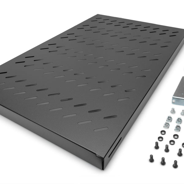 19 Inch 1U legbord voor 1000 mm diepe rekken 43x483x708 mm, verstelbaar tot 900 mm diepte, zwart