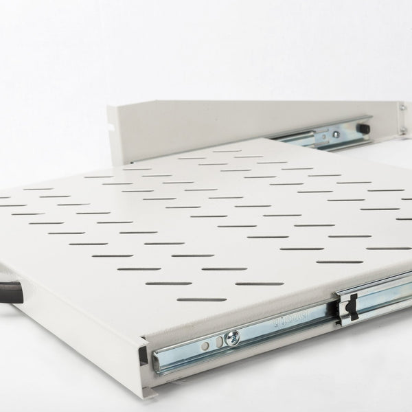2U uitschuifbaar legbord voor kasten vanaf 450 mm diepte 88x483x352 mm, tot 30 kg, lichtgrijs (RAL 7035)