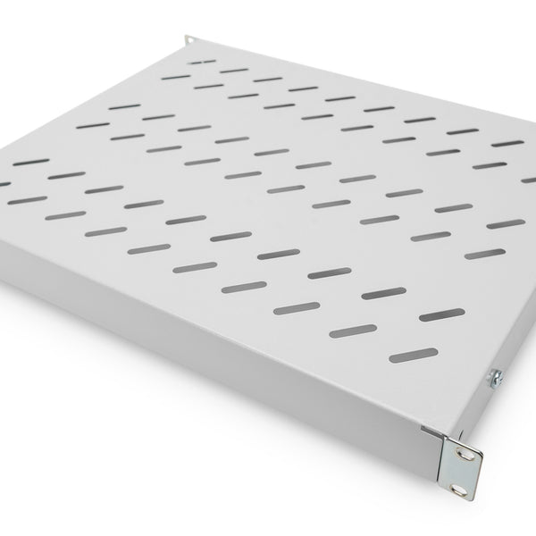19 Inch 1U vaste plank voor 600 mm diepe rekken 44x483x358 mm, verstelbaar 350-550 mm diepte, lichtgrijs