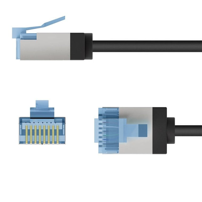 Ultraflexibele 0,25M CAT 6A-patchkabel, slank, U/FTP, zwart