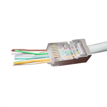 Doorsteek CAT5e Connector RJ45 - STP 100 stuks voor soepele en stugge kabel