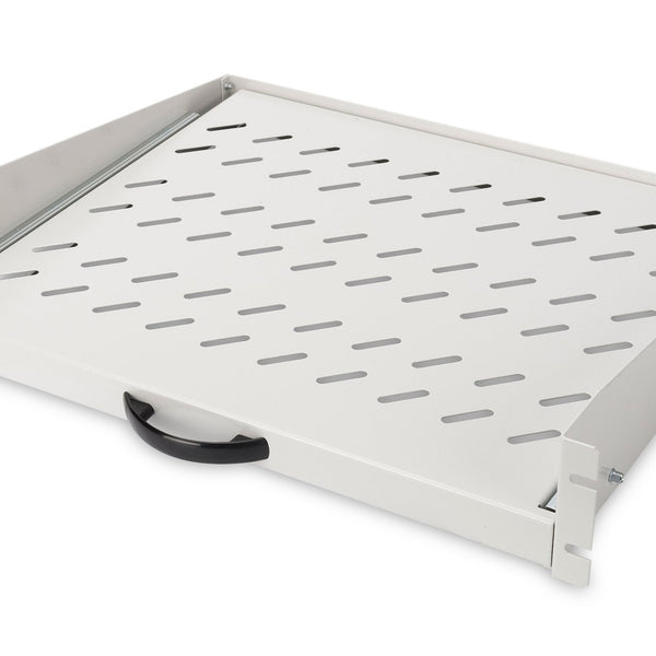 2U uitschuifbaar legbord voor kasten vanaf 450 mm diepte 88x483x352 mm, tot 30 kg, lichtgrijs (RAL 7035)