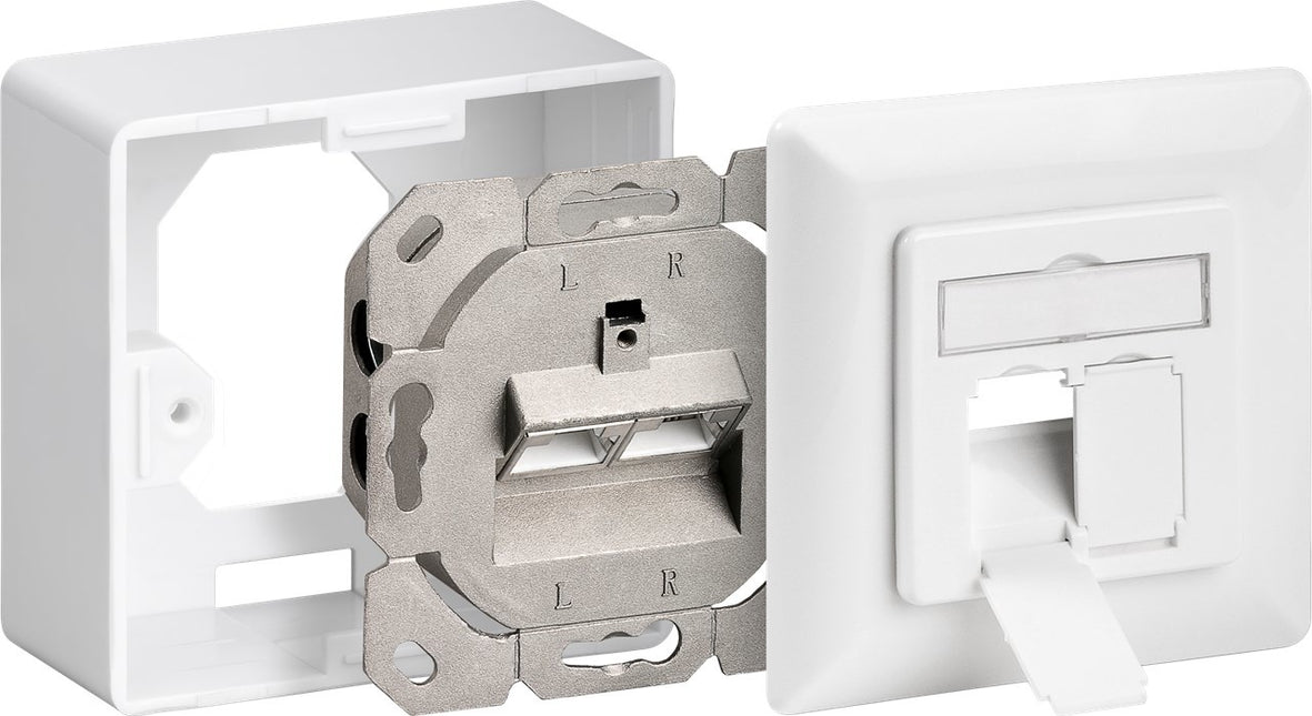 Cat6 Surface Modular Outlet 2x RJ45 Fully Shielded with LSA