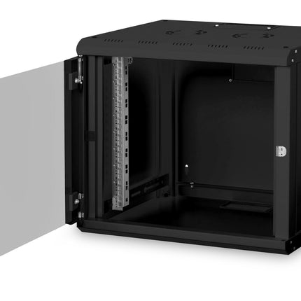 9U wall mounting cabinet, Unique 600x450x509 mm, color black (RAL 9005)