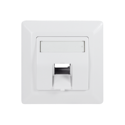 Faceplate for 1 keystone jack, 45° outlet, signal white