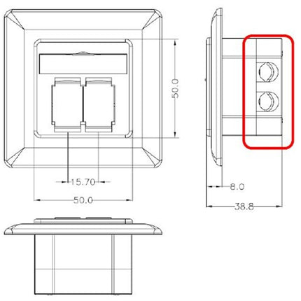 Cat6a Surface Modular Outlet 2x RJ45 Fully Shielded LSA