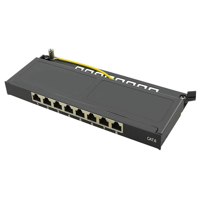 CAT6 patch panel 8-ports STP 0.5U black