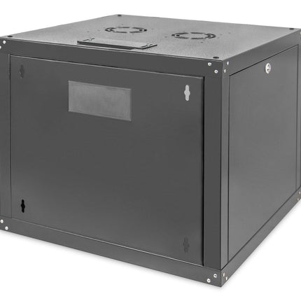 9U wall mounting cabinet, Unique 600x600x509 mm, color black (RAL 9005)