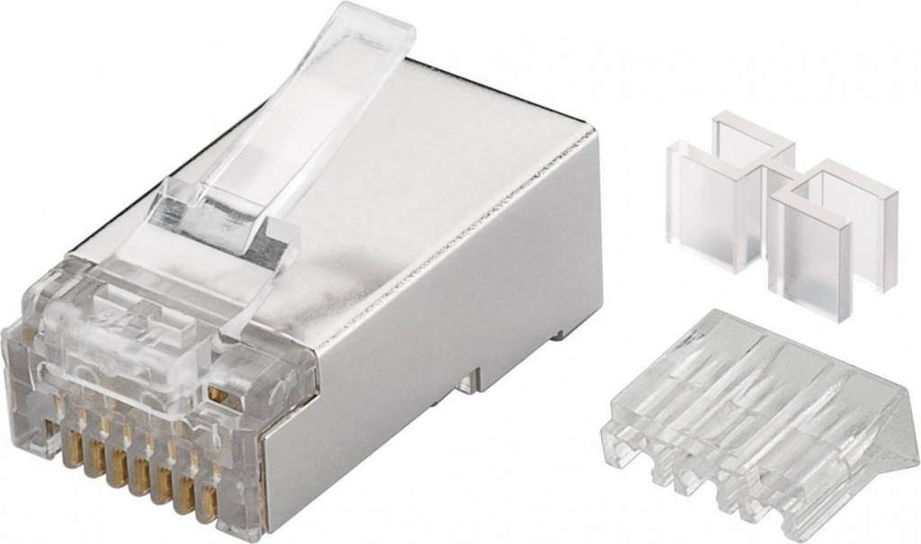 CAT6a Connector met hulpstuk RJ45 - STP 10 stuks voor soepele en stugge kabel