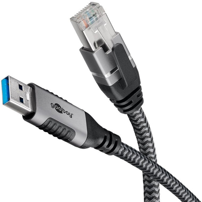 USB-A 3.0 naar RJ45 Ethernet kabel 2M - zwart