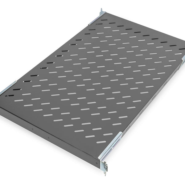 19 Inch 1U legbord voor rekken vanaf 1000 mm diepte 44x486x770 mm, tot 50 kg, zwart (RAL 9005)