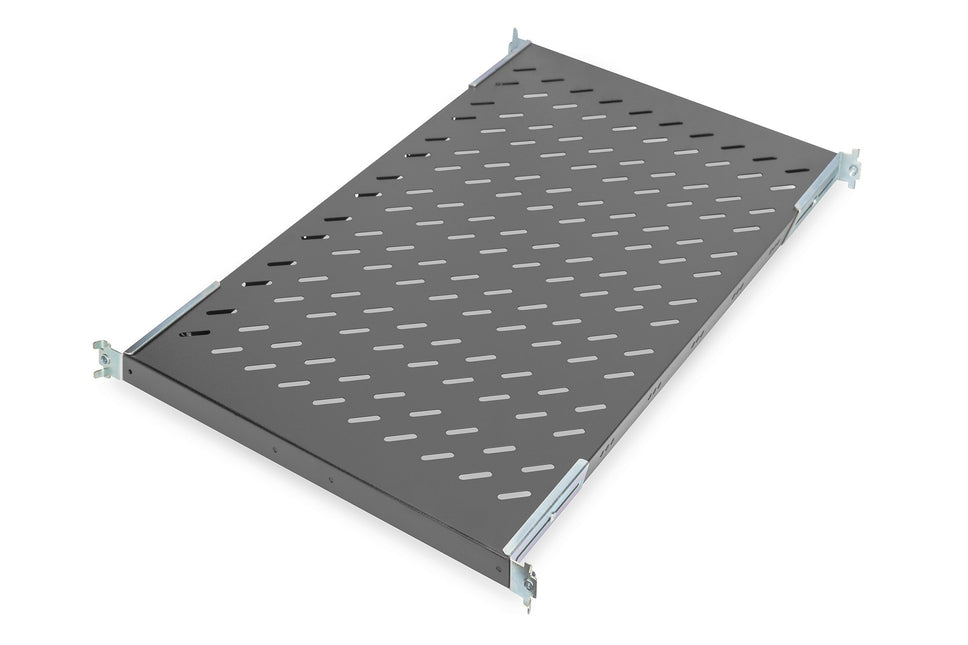 19 Inch 1U legbord voor rekken vanaf 1000 mm diepte 44x486x770 mm, tot 50 kg, zwart (RAL 9005)