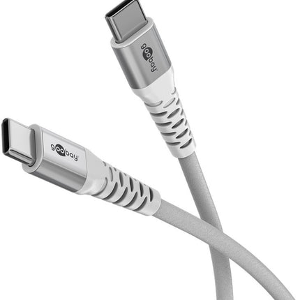 USB-C 0.5M superzachte textielkabel met metalen stekkers wit