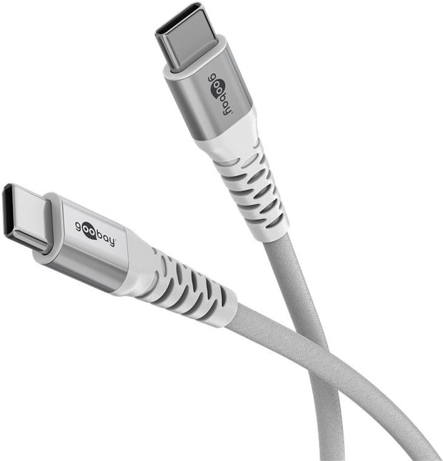 USB-C 0.5M superzachte textielkabel met metalen stekkers wit