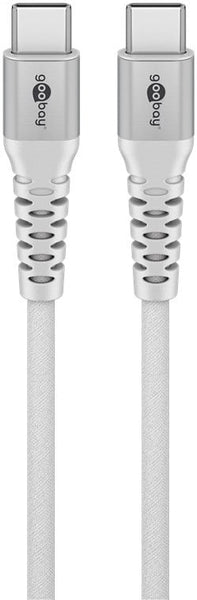 USB-C 1M superzachte textielkabel met metalen stekkers wit