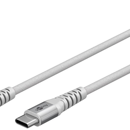 USB-C 1M superzachte textielkabel met metalen stekkers wit