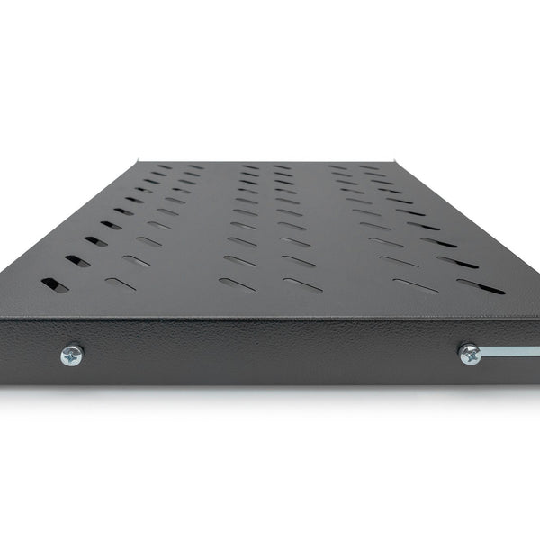 19 Inch 1U shelf for 600mm deep racks 43x483x358mm, adjustable up to 550mm depth, black