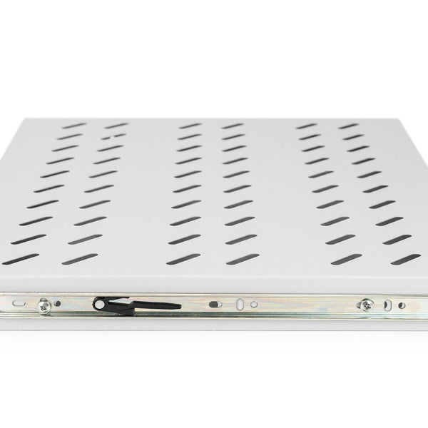 1U uitschuifbaar legbord voor 600 mm diepe rekken 40x485x368 mm, tot 25 kg, lichtgrijs (RAL 7035)