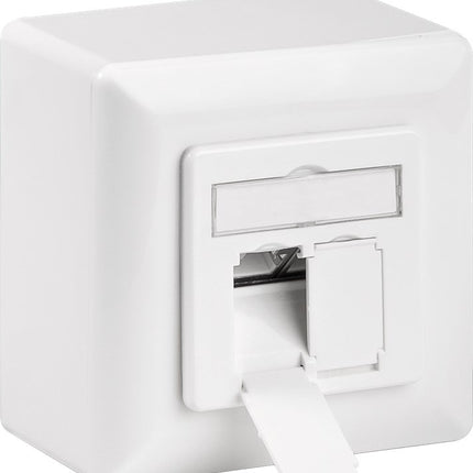 Cat6a Surface Modular Outlet 2x RJ45 Fully Shielded LSA