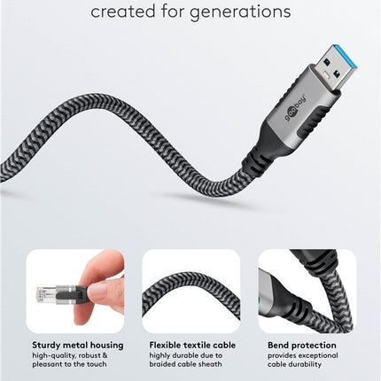 USB-A 3.0 to RJ45 Ethernet Cable 3M