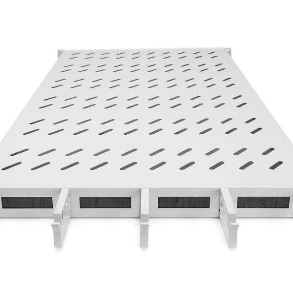 19 Inch 1U legbord voor 1000 mm diepe kasten incl. kabelmanagement, lichtgrijs