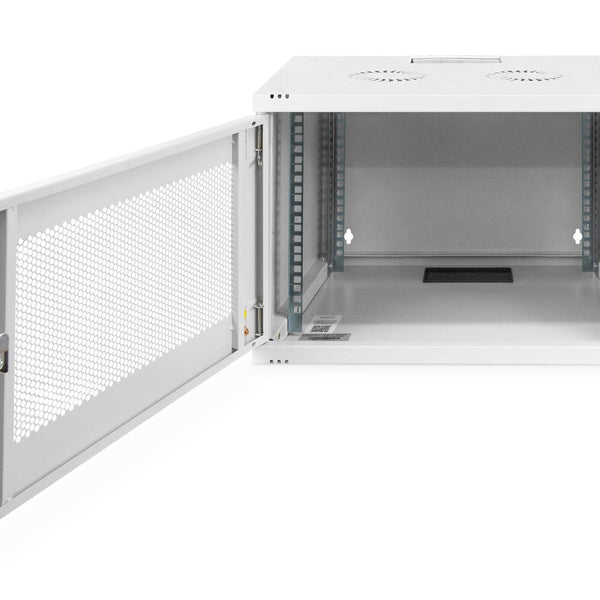 7U wandkast, SOHO, ongemonteerd 540x400x370 mm, geperforeerde frontdeur, lichtgrijs