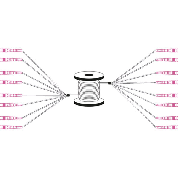 Pre-assembled Fiberglass 30 M  Universal Breakout Cable, Multi Mode OM4, 8 Fibers, LC/UPC - LC/UPC