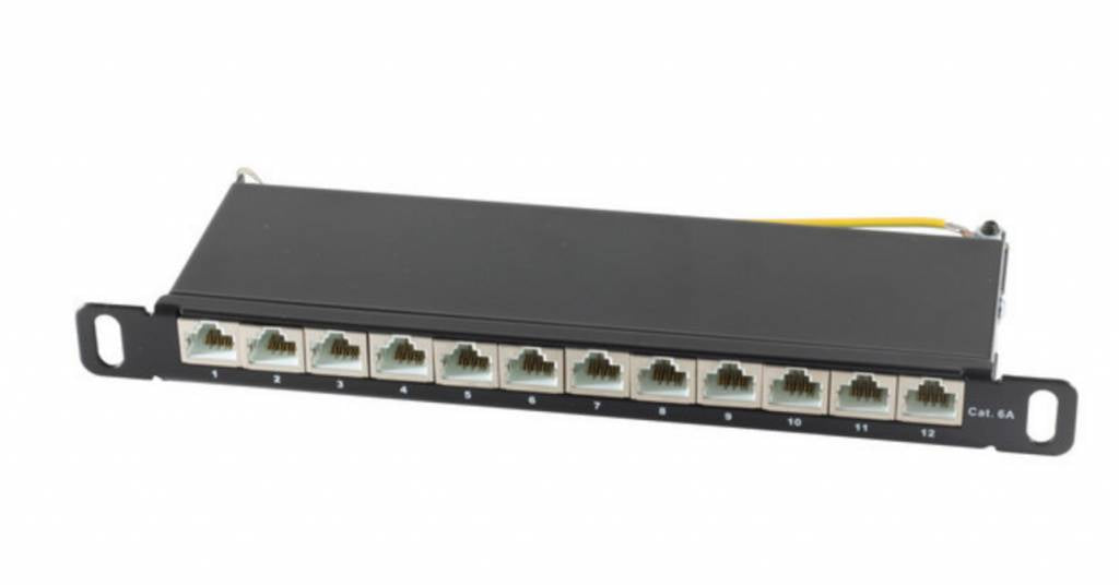 CAT6a Patchpanel slim 12 Port 0,5HE 10 inch