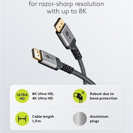 DisplayPort™ Kabel, 8K @ 60 Hz 2M