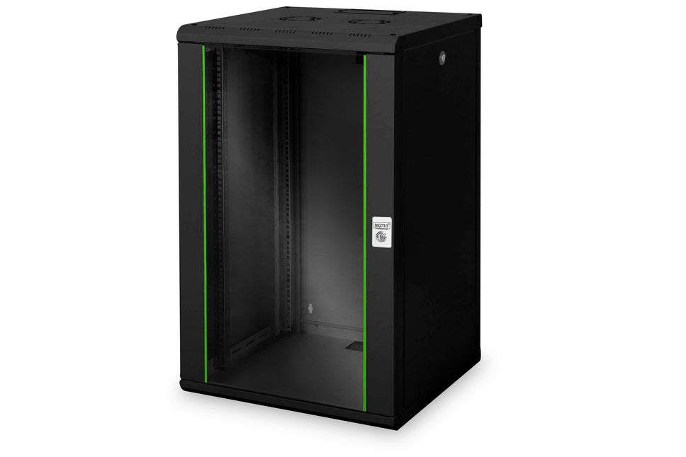 20U wall mounting cabinet, Unique 600x600x998 mm, color black (RAL 9005)