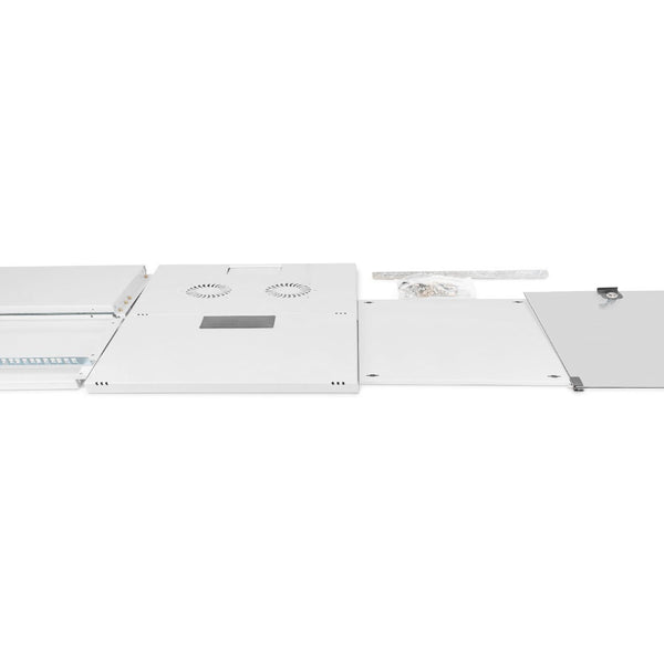 9U wandkast, SOHO, ongemonteerd 540x400x460 mm, volledig glazen voordeur, lichtgrijs