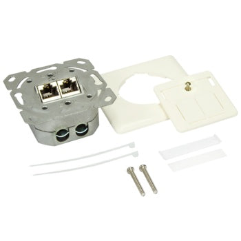 Cat6 Wall Outlet 2x RJ45 Vertical Input RAL9010