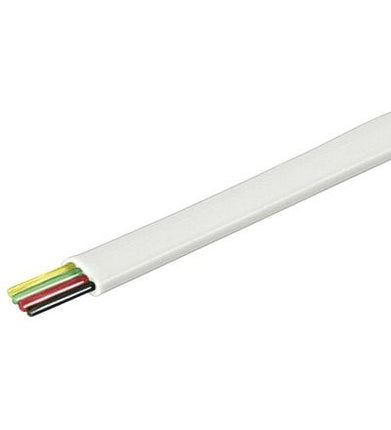 Flat telephone cable 4 core white 100 meters