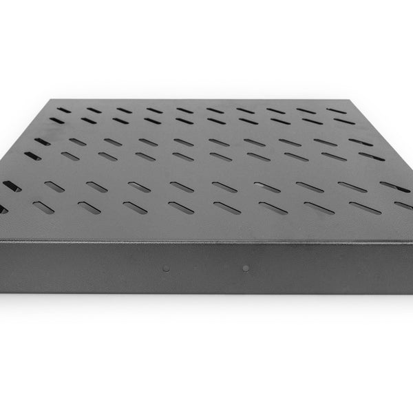1U uitschuifbaar legbord voor 600 mm diepe rekken 40x485x368 mm, tot 25 kg, zwart (RAL 9005)