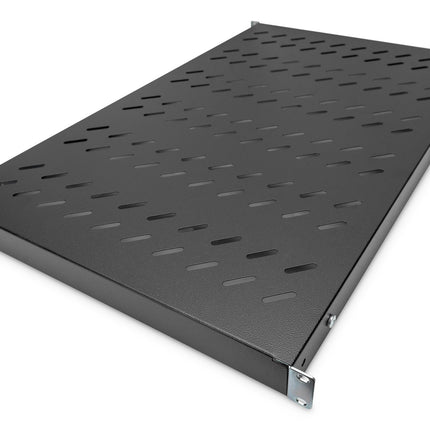 19 Inch 1U shelf for 1000mm deep racks 43x483x708mm, adjustable up to 900mm depth, black