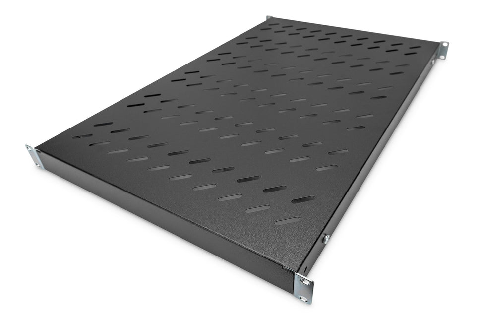 19 Inch 1U legbord voor 1000 mm diepe rekken 43x483x708 mm, verstelbaar tot 900 mm diepte, zwart