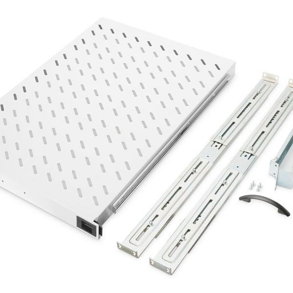 1U uitschuifbaar legbord voor kasten vanaf 1000mm diepte max. 65 kg lichtgrijs