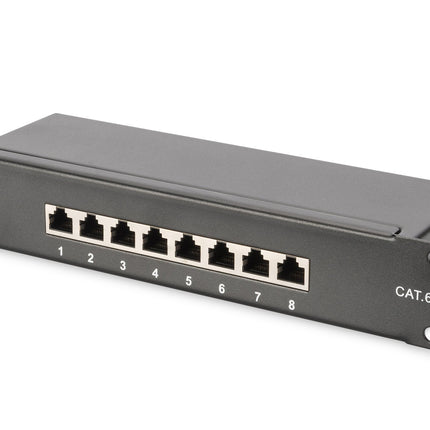 10 inch netwerkbundel, incl. 9U-kast 312 x 300 x 464 mm, zwarte plank, PDU, 8-poorts switch, CAT 6 patchpaneel