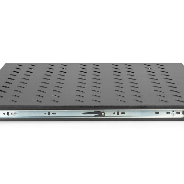 1U uitschuifbaar legbord voor 800 mm diepe rekken 40x484x568 mm, tot 25 kg, zwart (RAL 9005)