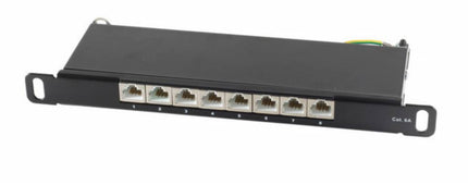 Cat 6a Patchpanel slim 8 poorts 0.5U zwart