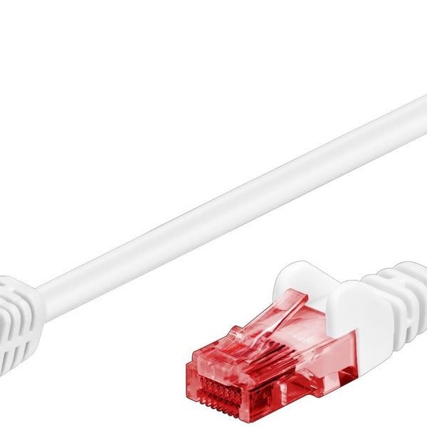 CAT 6 patchkabel 1x 90° haaks, U/UTP wit  2 M