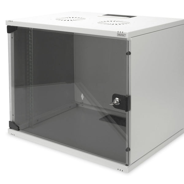 9U wandkast, SOHO, ongemonteerd 540x400x460 mm, volledig glazen voordeur, lichtgrijs