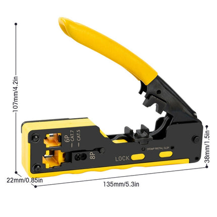 Krimptang voor doorsteek RJ45, RJ11 en RJ12 connectoren