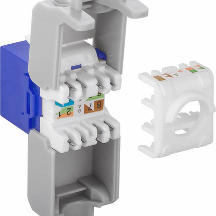 CAT6a Keystone RJ45 unshielded blauw