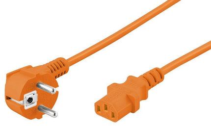 Powercable CEE 7/7 haaks (male) to C13 (female) 5 M orange