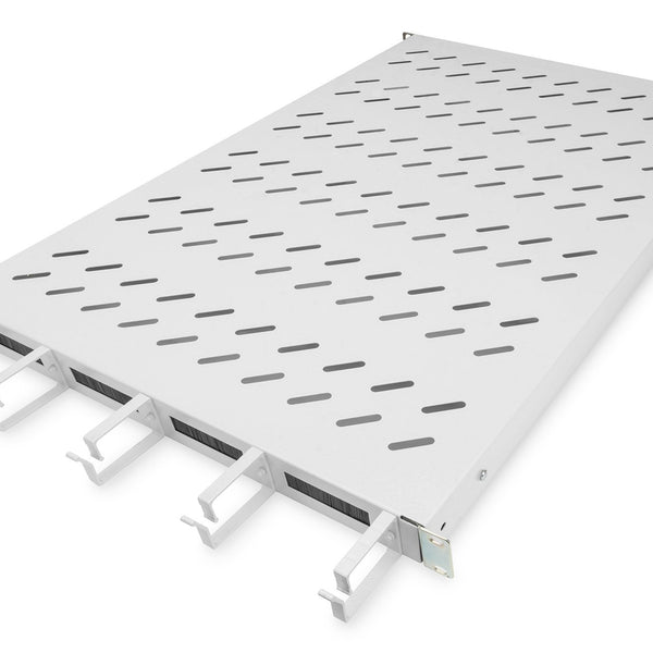 19 Inch 1U legbord voor 1000 mm diepe kasten incl. kabelmanagement, lichtgrijs