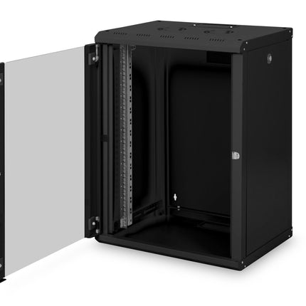 16U wall mounting cabinet, Unique 600x450x820 mm, color black (RAL 9005)