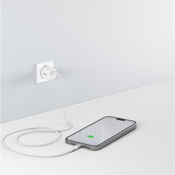 USB-C 0.5M superzachte textielkabel met metalen stekkers wit